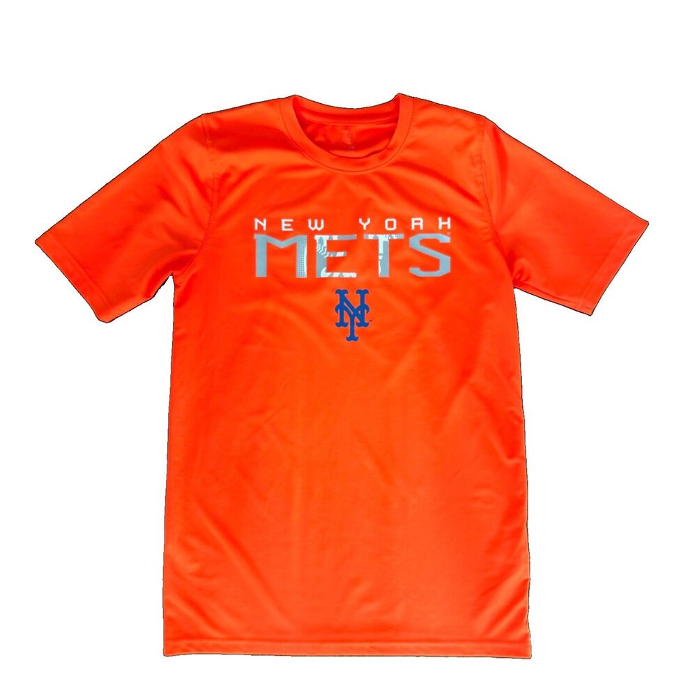New York Mets MLB Shirt Boys XL 18/20 Orange Performance Tee Outerstuff